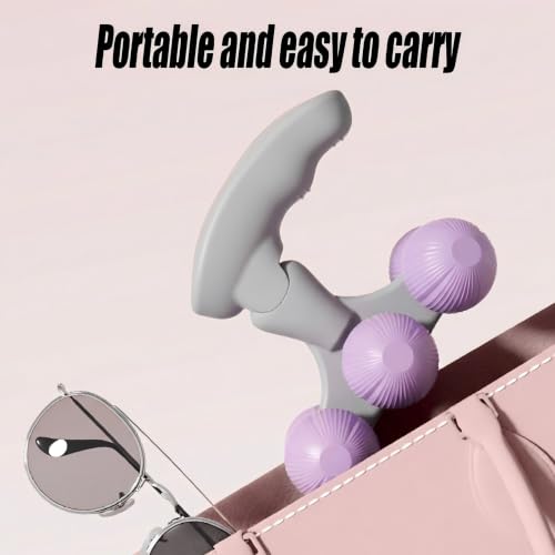 6-Wheel Handheld Massage Roller for Muscle Pain Relief (Purple) - color: Purple