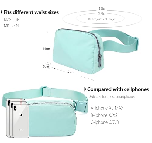 Fanny Belt Bag Waist Pack Crossbody Bags Bum Bag for Running Hiking Travel Workout Adjustable Strap for Women (light blue) - color: light blue