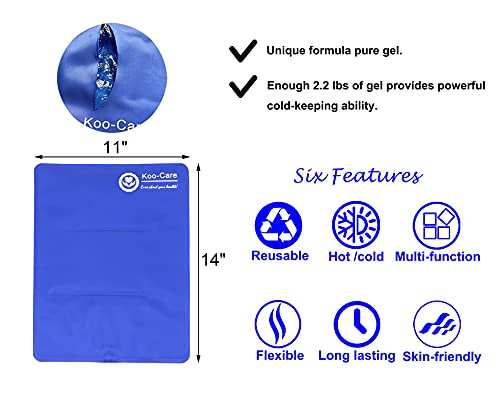 Koo-Care Large Gel Ice Pack for Injuries Reusable Flexible Hot Cold Therapy Compress - Pain Relief for Shoulder Rotator Cuff Hip Back Knee Ankle Replacement Post-Surgery Recovery (L, 11" x 14") - size: 11 x 14 Inch (Pack of 1)