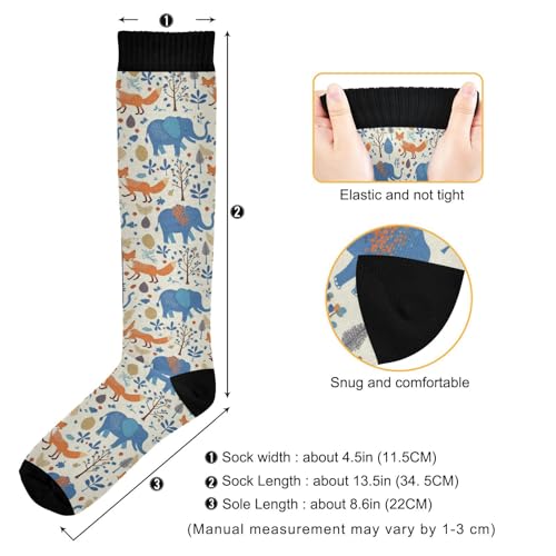 Wusikd Cats Compression Socks for Women and Men Circulation Cute Long Socks for Athletic Running 1 - color: Elephant
