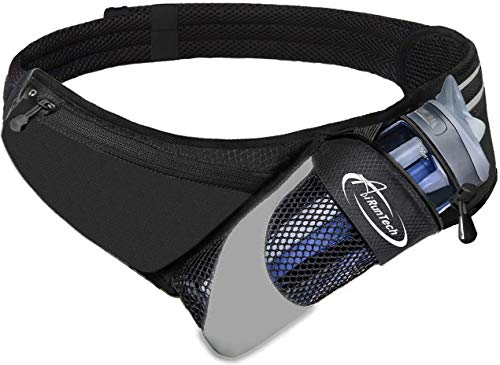 AiRunTech Running Hydration Belt with Water Bottle Holder,Hiking Fanny Pack for Phone and Wallet,Running Bag Runners Essentials Accessories Marathon Triathlon Walking Jogging Gear Gift - color: Without Bottle Hydration Belt(BK)