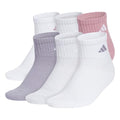 adidas Women's Athletic Cushioned Quarter Ankle Socks 6 Pairs - color: Magic Mauve Purple/White/Clear Onix Grey