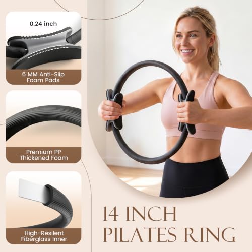 JELUTAR Pilates Kit for Women Home Workout, Pilates Equipment Set - color: Black