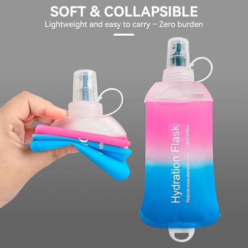 250ml Soft Flask Soft Water Bottle for Running, Hiking, Cycling and Climbing - Gradient Pink - color: 250ml, Gradient Pink