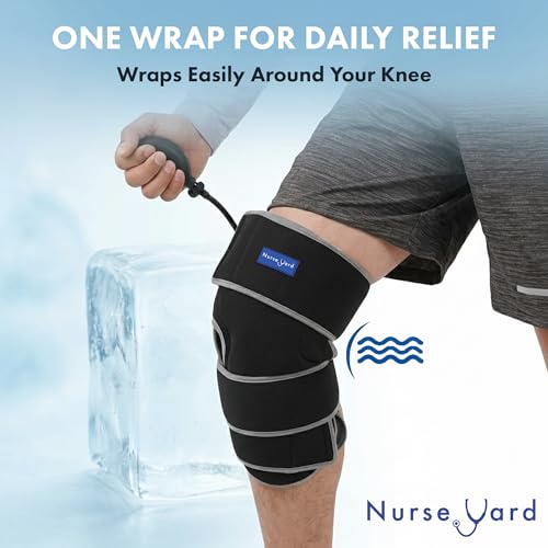 Nurse Yard Knee Ice Pack Wrap with Pump, Adjustable Compression Knee Brace for Men and Women, Reusable Hot and Cold Therapy Wrap, Cooling Compression Knee Support