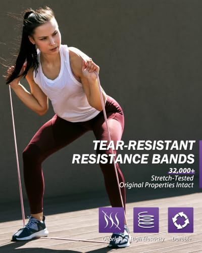 Resistance Bands for Working Out,5-Level Elastic Exercise Bands - color: Purple