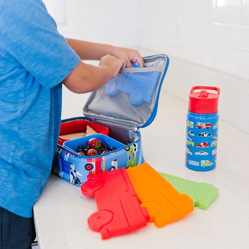 Wildkin Kids Ice Packs (4 Pack) – Slim, Reusable, Keeps Lunch Cool for School/Travel - Fire Truck - color: Fire Truck