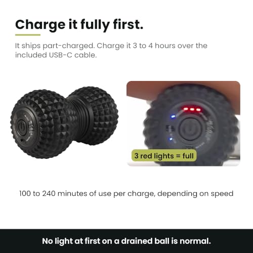 Vibrating Peanut Massage Ball, Deep Tissue Muscle Roller for Back and Spine, Neck, Legs and Feet, 3 Speeds Plus Pulse, USB C Rechargeable, FSA Eligible & HSA Approved