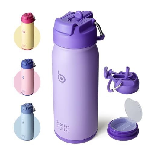 BOTTLE BOTTLE 16 oz Sports Water Bottle with Pills Holder Purple - color: purple