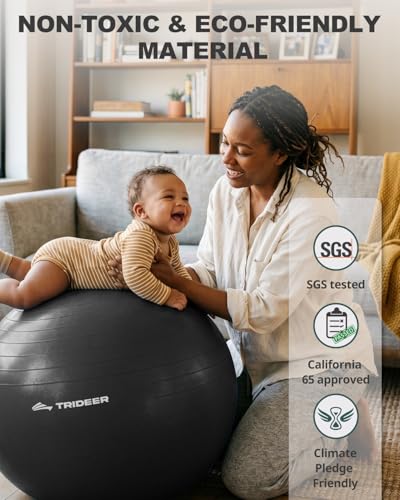 Trideer Yoga Ball for Exercise, Pregnancy, Exercise Ball, Pump Included - color: Black, size: XXL (31-33ines / 78-85cm) (Pack of 2)