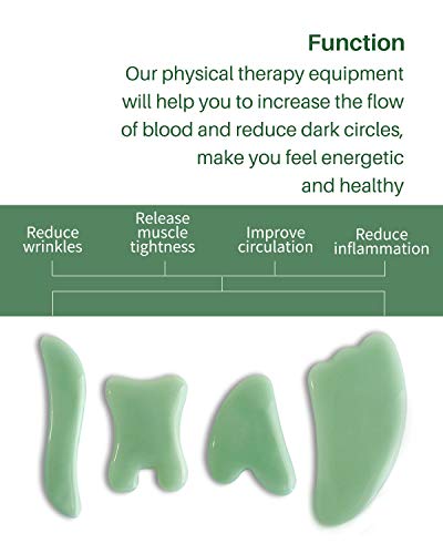 MoHern 4 Pcs Gua Sha Massage Tools for Face and Body, Light Green