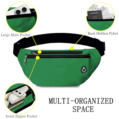 Fanny Pack for Women Men,Crossbody Water Resistant Sports Waist Bag Pack - color: 1pack-grassgreen
