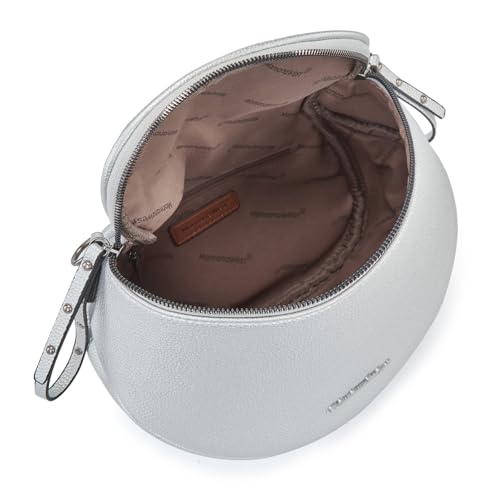 Montana West Crossbody Bag for Women, Vegan Leather Bum Bag with Coin Purse - color: Silver