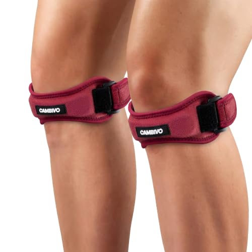 CAMBIVO 2 Pack Patella Tendon Knee Straps, Knee Brace for Women & Men with Extra Straps, Patella Bands for Pain Relief, Osgood Schlatter, Jumper’s Knee, Tendonitis, Running, Basketball, Volleyball - color: Red