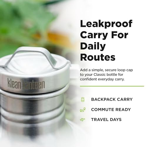Klean Kanteen Classic Steel Loop Cap – Leak-Proof, Dishwasher-Safe, BPA-Free – Brushed Stainless