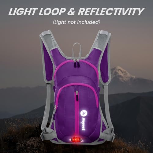 Nepest Hydration Pack Backpack with 2L Water Bladder Reflective Lightweight - color: Purple