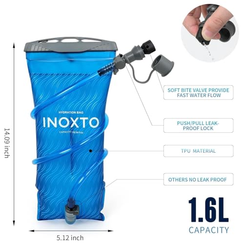 INOXTO Running Hydration Vest Backpack,Lightweight Insulated Pack with 1.5L Water Bladder Bag Daypack for Hiking Trail Running Cycling Race Marathon for Women Men - color: Blue white