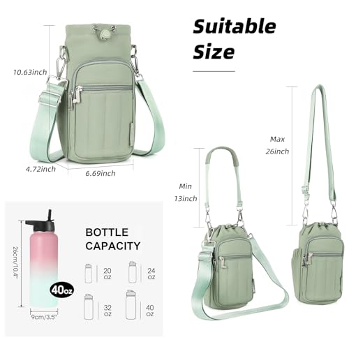 Rueesh Water Bottle Holder Bag with Adjustable Strap - color: Green