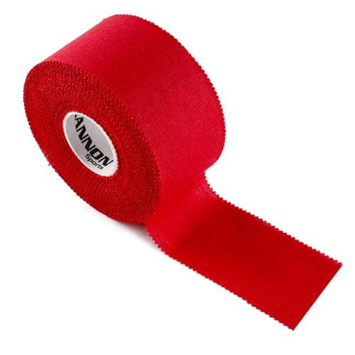 Cannon Sports Premium Athletic Tape - 1.5” x 45 Feet Per Roll - Easy Tear, No Sticky Residue, Very Strong, Hypoallergenic and Latex Free- Ideal for Sprains, Strains, First Aid – 1 Roll (Red) - color: Red