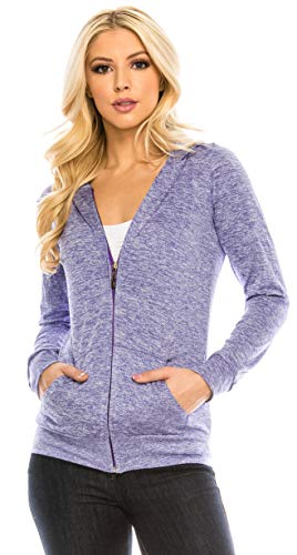 Eevee Women's Full Zip Hoodie - Lightweight Jacket Active Sweater Hooded Sweatshirt Slim Fitting Yoga Activewear - color: Act Purple, size: Small