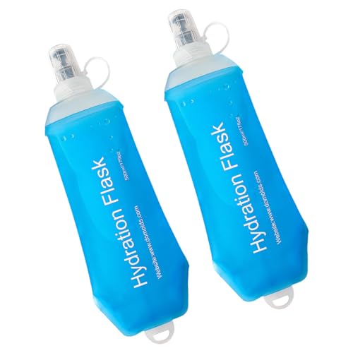 WILDREEDS 500ml Soft Flask, TPU Collapsible Soft Water Bottle for Hydration Pack, Running Vest, Folding Water Bottle for Hiking Cycling Climbing-2Pcs, Blue - color: 2pcs, 500ml Blue