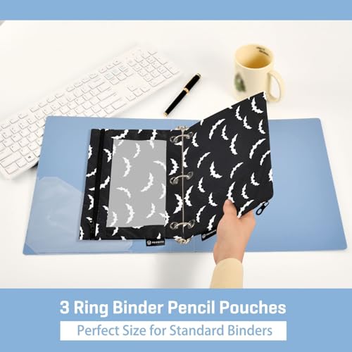 Bats Halloween Goth Pencil Pouches for 3 Ring Binder 2 Pack - color: Bats Halloween Goth