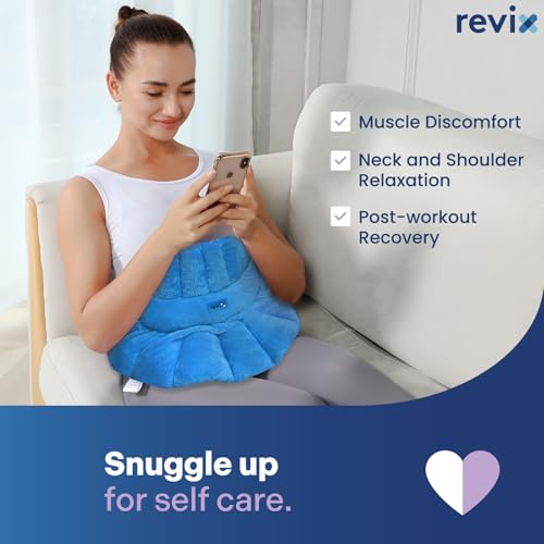 REVIX Neck Heating Pad Microwavable, Weighted Microwave Shoulder Wrap - color: Blue