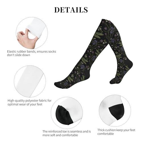 Witchy Moth Compression Socks For Women Men - color: Dragonfly Floral