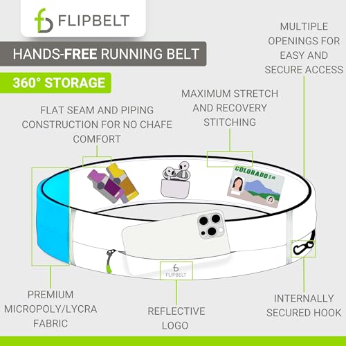 FlipBelt Zipper Running Belt, Waist Pack for Fitness and Running, US Company - color: Periwinkle, size: X-Small