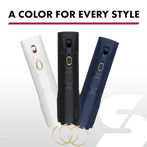 Sabre 2-in-1 Pepper Spray with 130dB Personal Alarm, Alert and Defend with One Press, Fast Flip Top Safety with Finger Grip and Tuck-Away Keyring, Maximum Strength, UV Marking Dye - color: Midnight Blue