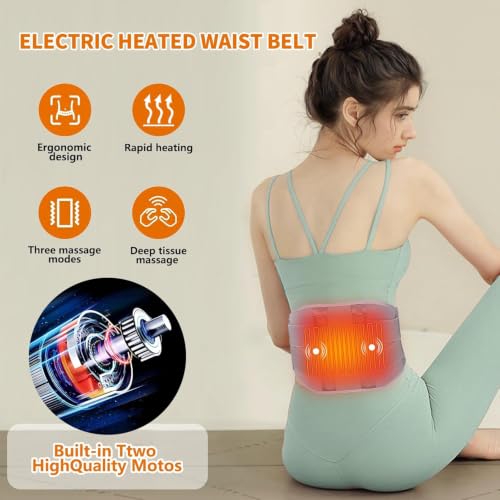 CUEHEAT Heated Waist Belt with Vibration, Cordless Lower Back Heating Pad