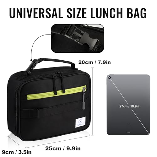 Genteen Lunch Box Kids, Insulated Lunch Bag Kids Boys Girls Back to School, Soft Lunch Box for Men Reusable Lunchbox for Office,Outdoor,School (Black) - color: 1pk Black