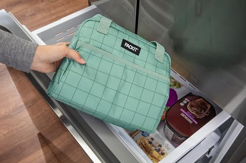 PackIt Freezable Hampton Lunch Bag, Sports Grid Sage - color: Sports Grid Sage
