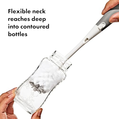 OXO Tot Baby Bottle Brush with Nipple Cleaner, Gray - color: Pebble