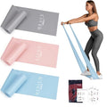 PROIRON Latex Resistance Bands Set 2-in-1, 6.6FT/4.9FT, for Pilates, Rehab - color: (Pink+Blue+Gray) - 6.6 FT