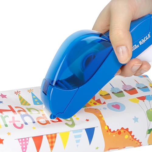 Eagle Automatic Tape Dispenser, Handheld & Portable Design, Office Tape Gun, One-Handed Operation with Safety Blade for Office, Home, DIY or Packaging (Includes 2 Free Tapes)（Blue） - color: Blue