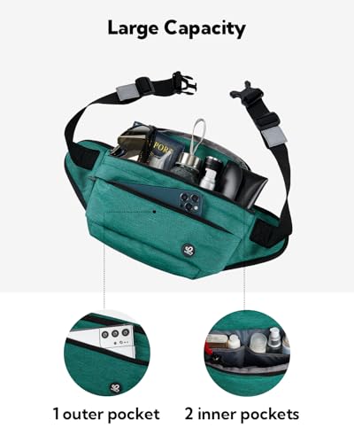 WATERFLY Fanny Pack for Men Women Water Resistant Large Hiking Waist Bag Pack Carrying All Phones for Running Walking Traveling (Dark Green), (ONJ05) - color: Dark Green