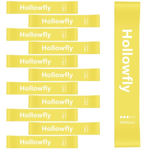 Hollowfly 12 Pcs Resistance Loop Bands for Booty Legs - color: Yellow, style: Medium