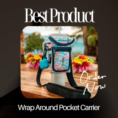 Drink Handlers Drink Carrier with Pocket Purse - Versatile Water Bottle Holder with Strap -Velcro Strap Fits Around 30-40oz Tumblers - Black & White Cow - color: Black & White Cow