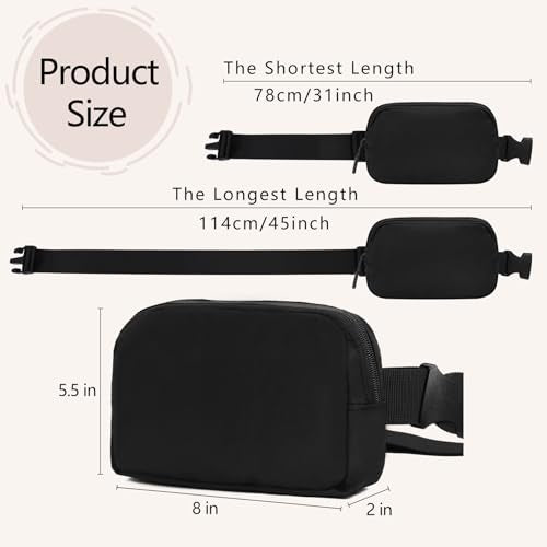 Fanny Pack Crossbody Bag for Women and Men, Belt Bag Black - color: black