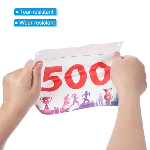 PATIKIL Tearproof Running Bib Numbers, Medals Waterproof Race Competitor Numbers with Safety Pin for Marathon Sports Game Competition Runner - style: 1-500