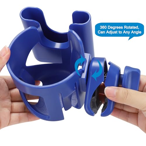 Accmor Stroller Cup Holder, Universal Cup Holder for Walker Wheelchair Bike Scooter, 360° Rotatable Stroller Cup Holder Attachment Walker Wheelchair Accessory - color: Cup Phone Holder-Blue