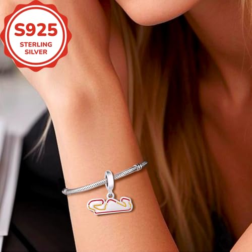F1&Famous Race Racetrack Charm for Bracelet Necklaces, S925 Sterling Silver Charms, UK Brazil Spain Race Track Charms Jewelry Racing Souvenirs Gift - color: Race Racetrack Q4091