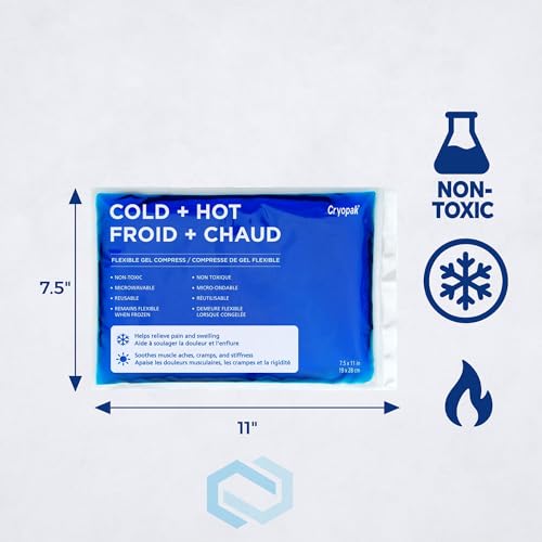 Cryopak Hot or Cold Packs - Flexible Gel Ice Packs for Injuries Reusable Microwavable and Non-Toxic (7.5 x 11) - size: Large
