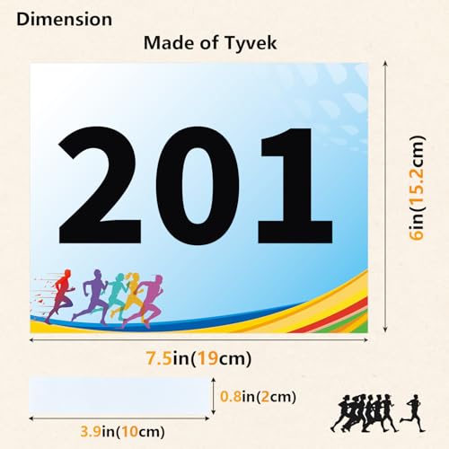 Tyvek Race Bibs Running Numbers Bibs with Race Bib Tape Instead Pins Track Bib Numbers for Tryouts Racing Bibs Audition Numbers for Marathon Runners Events Sports Games - color: Blue[6"x7.5"]201-300