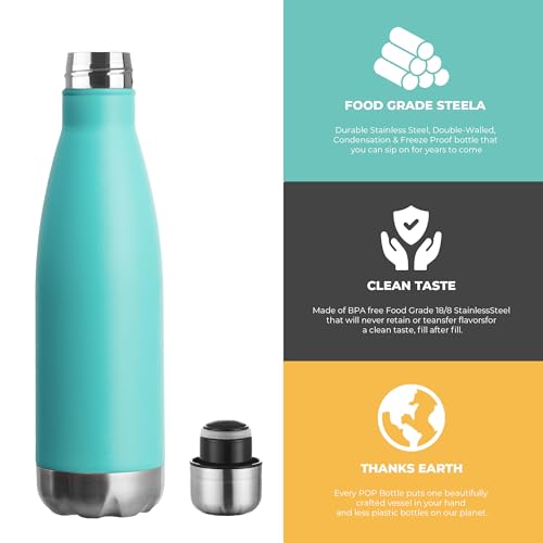 MEWAY 17oz Sport Water Bottle 12 Pack Vacuum Insulated Stainless Steel Leak-Proof Double Wall Cola Shape Water Bottle,Keep Drinks Hot & Cold (Light Blue,12 Pack) - color: Light Blue