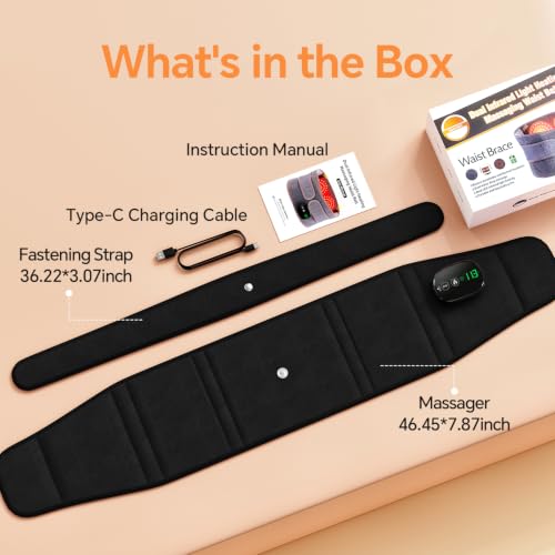 Lower Back Pad with Heat Vibration 3 Levels Adjustable Gifts for Parents - color: Black
