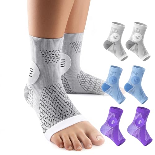 3 Pairs Neuropathy Socks for Women & Men, Toeless Compression Socks - color: Grey+Blue+Purple, size: X-Large