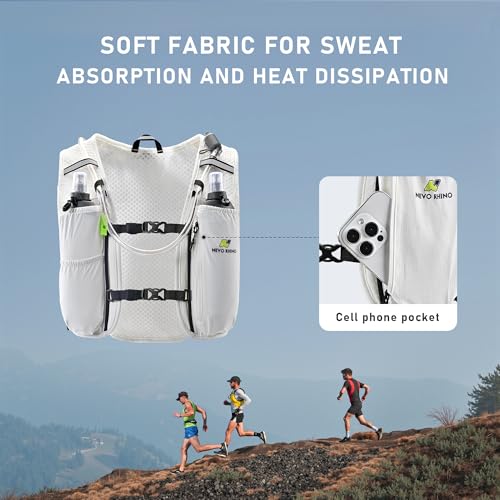 N NEVO RHINO Running Vest with 1.5L Water Bladder, Hydration Vest Pack - color: White