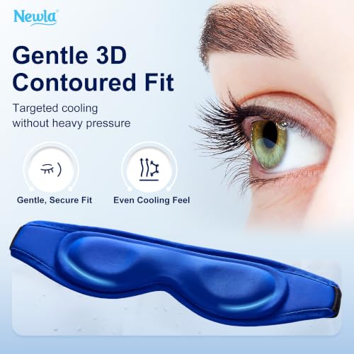 Cooling Gel Eye Mask for Puffy Eyes, 3D Contoured Fit Cold Compress - color: Blue